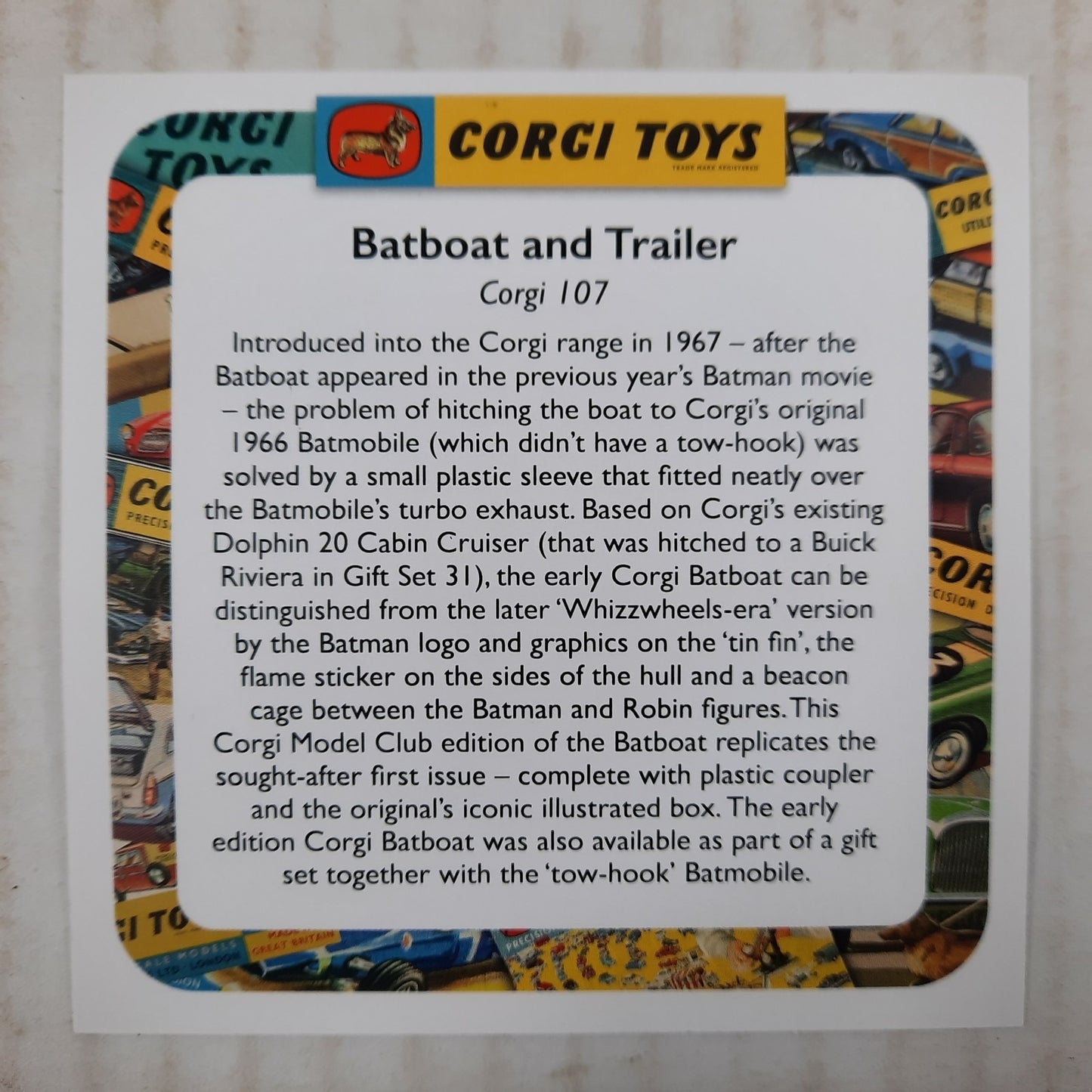 USA SHIP Corgi Batman Batboat 107 & trailer toy 2025 Reissue for Batmobile NEW