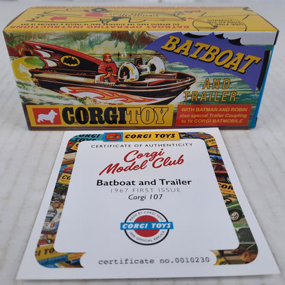 USA SHIP Corgi Batman Batboat 107 & trailer toy 2025 Reissue for Batmobile NEW