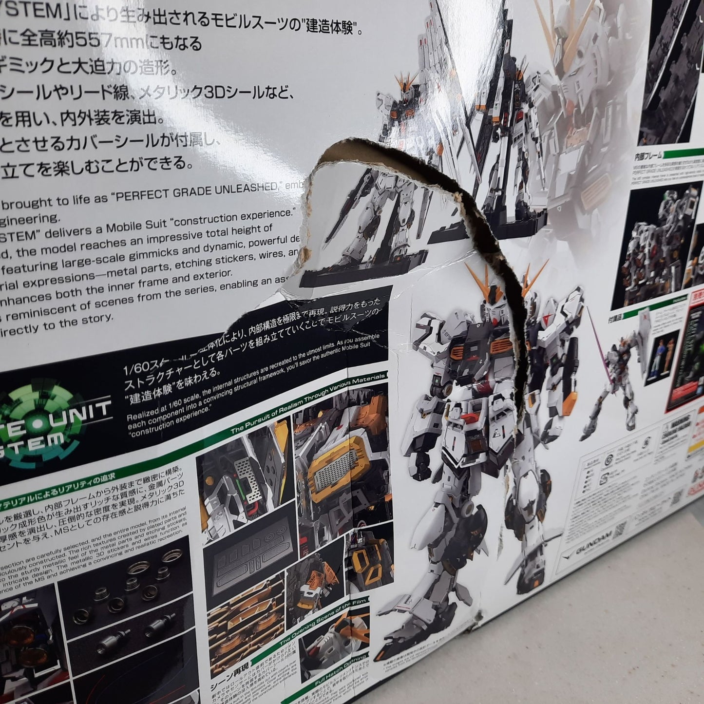 BANDAI PG RX-93 Nu v Gundam Unleashed 1:60 model kit DISTRESSED BOX