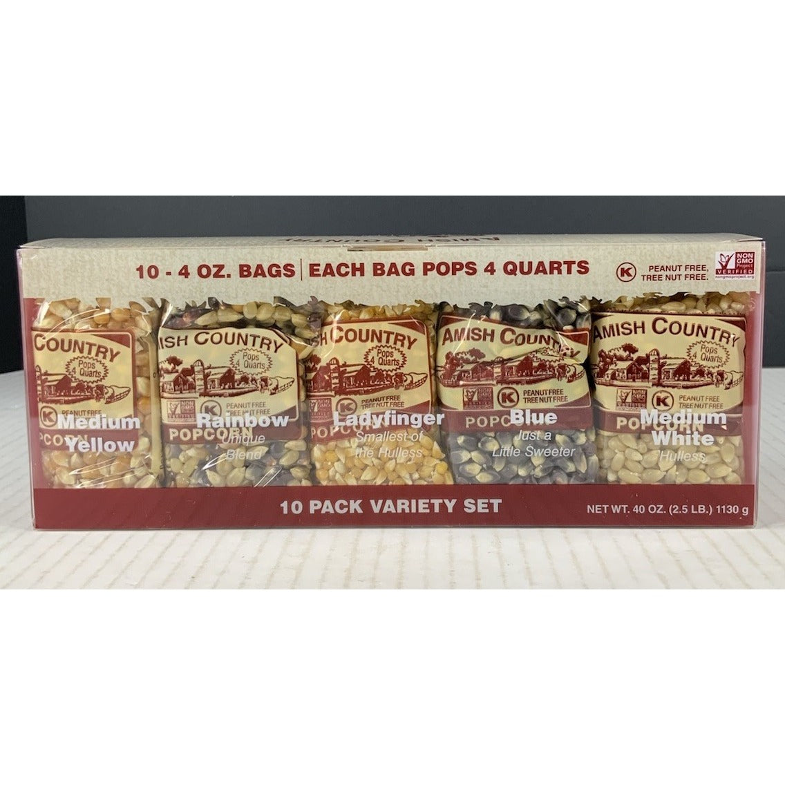 Amish Country Popcorn 10/4oz. Variety Pack Popcorn Stocking Stuffer Gift Set Box
