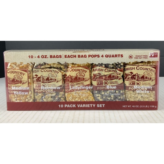 Amish Country Popcorn 10/4oz. Variety Pack Popcorn Stocking Stuffer Gift Set Box