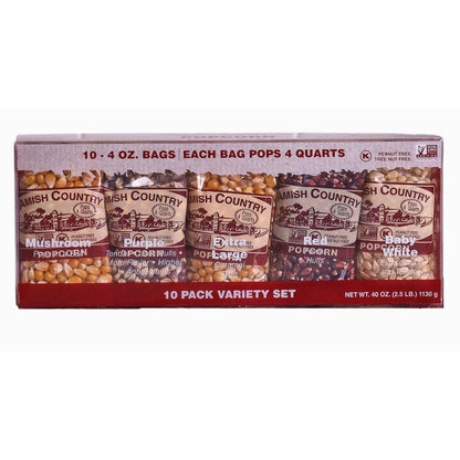 Amish Country Popcorn 10/4oz. Variety Pack Popcorn Stocking Stuffer Gift Set Box