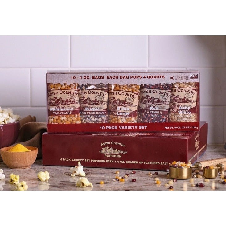 Amish Country Popcorn 10/4oz. Variety Pack Popcorn Stocking Stuffer Gift Set Box