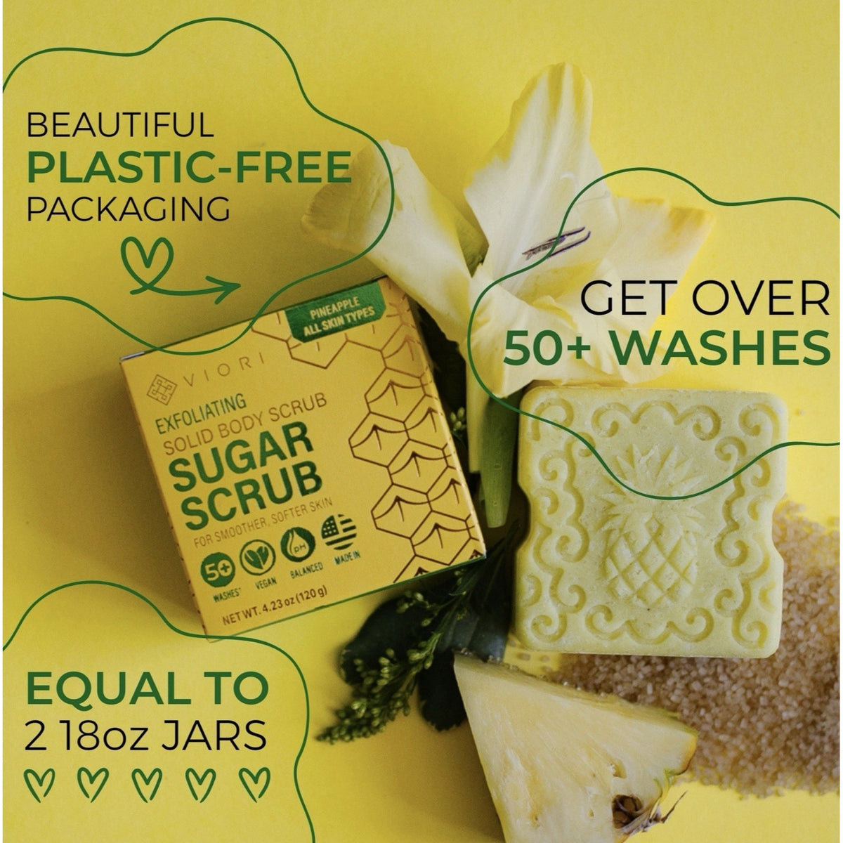 Viori Exfoliating Sugar Pineapple Limited Edition Bath Solid Bar
