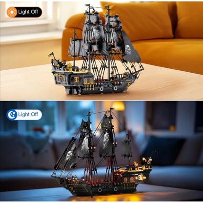 Pirate Ship Building Block Black Toy Set with Lights Pearl  Model Boat Kit NIB