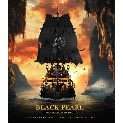 Pirate Ship Building Block Black Toy Set with Lights Pearl  Model Boat Kit NIB