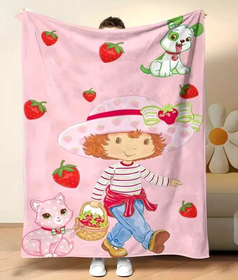 Strawberry Shortcake Fleece Blanket 59” x 79” Large Throw Movie Night