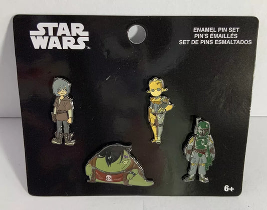 FUNKO Disney Star Wars Boba Fett Mandalorian 4 Pack Enamel Pin Set