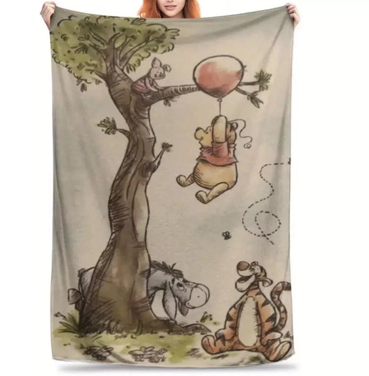 Classic Winnie The Pooh Fleece Blanket 59” x 79” Large Throw Movie Night