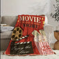 Movie Night Enjoy Movie Popcorn Fleece Blanket 59” x 79” Large Throw Movie