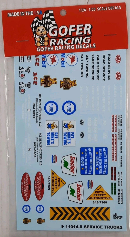 GOFER RACING DECALS Service trucks pickups SHEET 1:24 1:25 CAR MODEL 11014