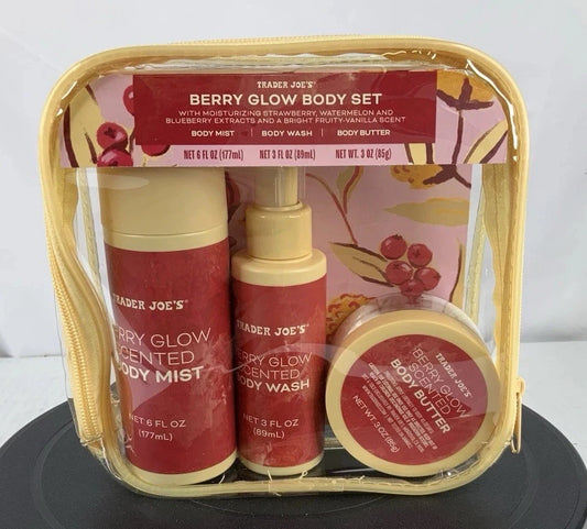 Trader Joes Berry Glow Body Set - Scented Body Mist, Body Wash & Body Butter