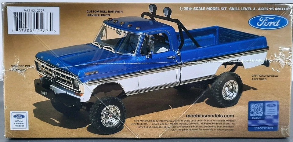 MOEBIUS 1971 Ford F-250 Custom 4x4 lifted pickup truck 1:25 model kit 71 2567