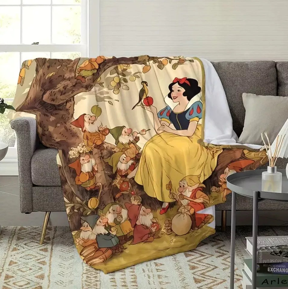 Snow White And Dwarfs Princess Fleece Blanket 59” x 79” Large Throw