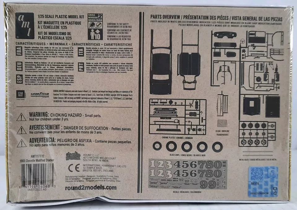 AMT 65 Chevelle Modified Stocker 1965 Chevy 1177 model kit 1/25 DISTRESSED BOX