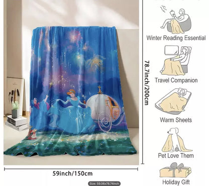 Cinderella Fairytale Princess Pumpkin Coach Fleece Blanket 59” x 79” Large Throw