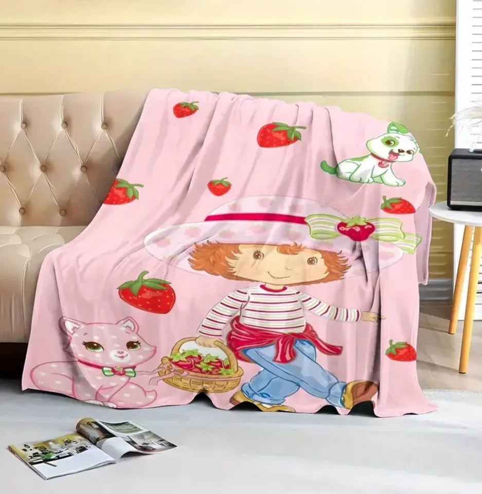 Strawberry Shortcake Fleece Blanket 59” x 79” Large Throw Movie Night