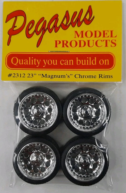 PEGASUS Magnums 23" Chrome Rims w Tires 2312 model kit wheels 1:24 1:25 accessry
