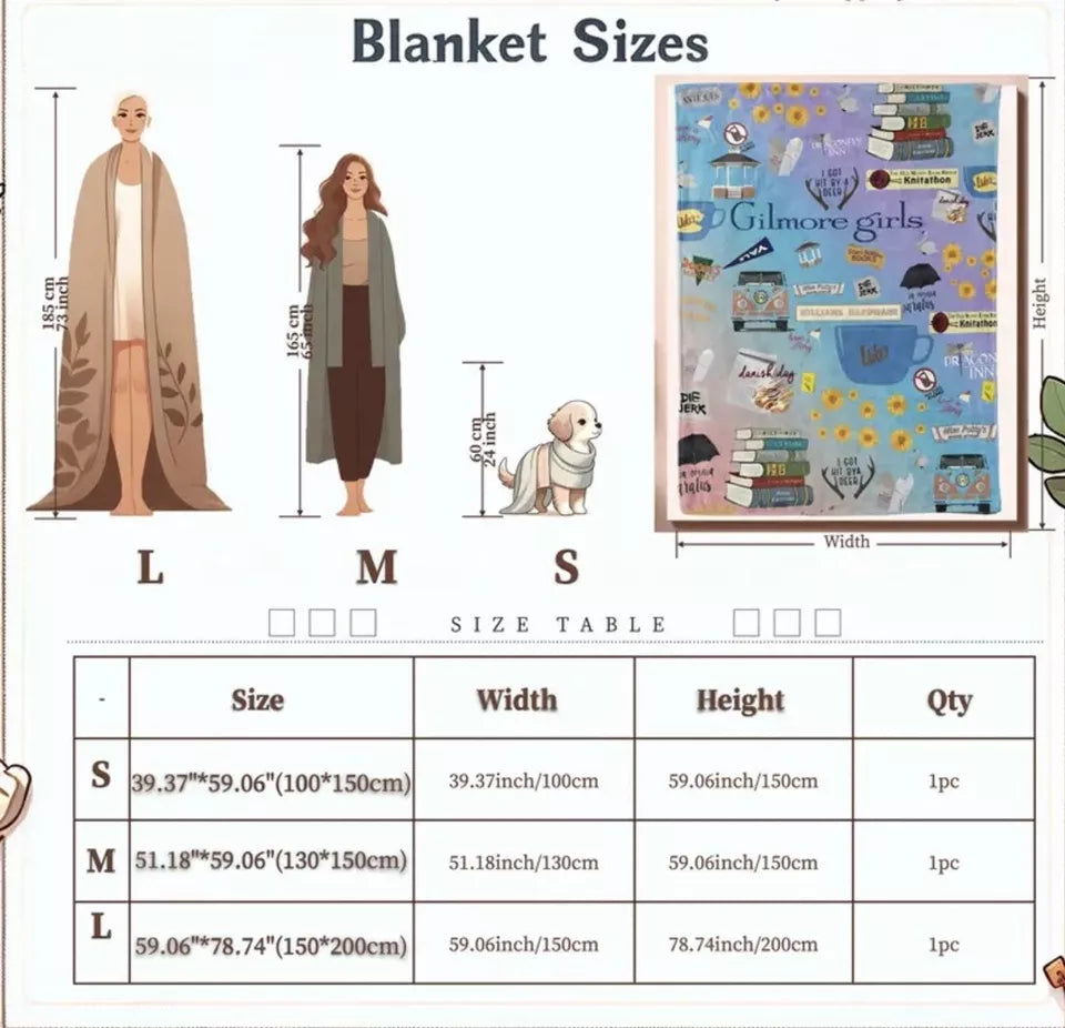 Gilmore Girls Show Fleece Blanket 59” x 79” Large Throw Movie Night