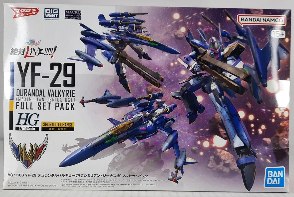 Bandai Yf-29 Durandal Valkyrie Maximilian Jenius Full Set Macross HG DISTRESSED BOX