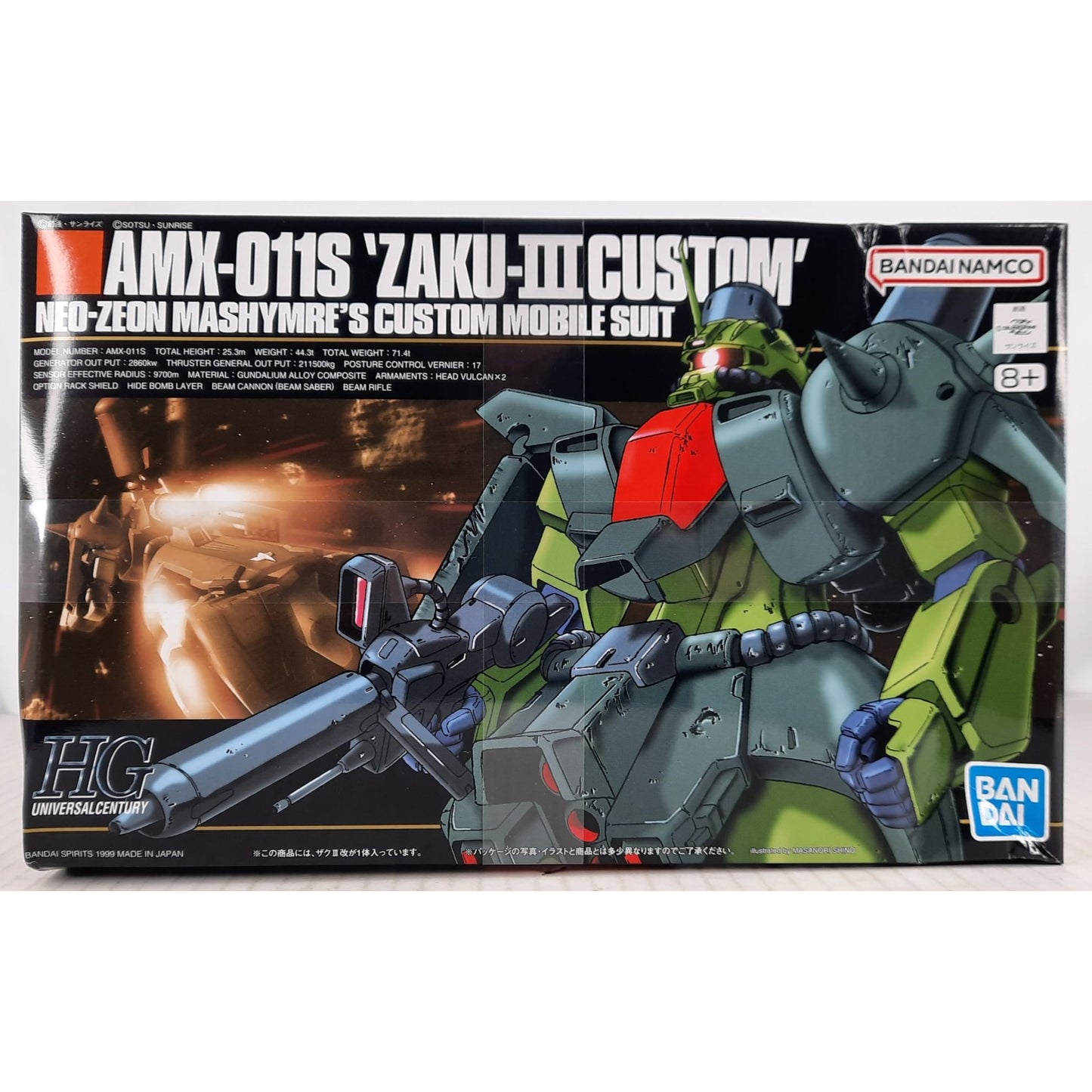 BANDAI AMX-011S ZAKU III custom Mashymre 003 1:144 model kit DISTRESSED BOX