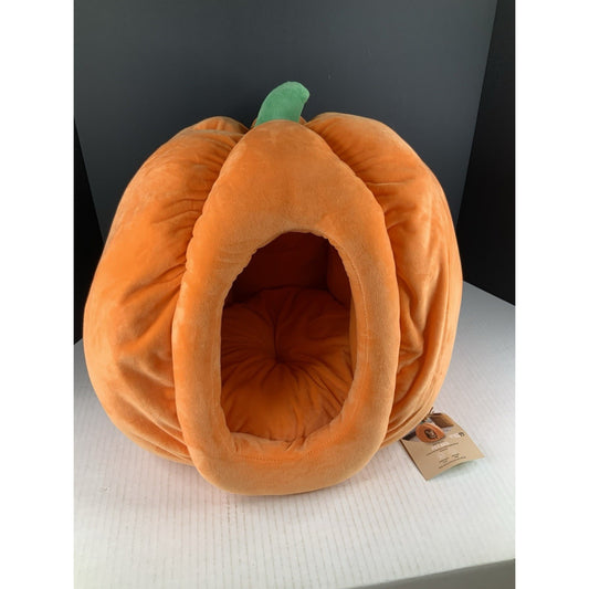Pumpkin Plush Cat Cave Bed Nest Heart to Tail Small Dog or Cat New With Tags
