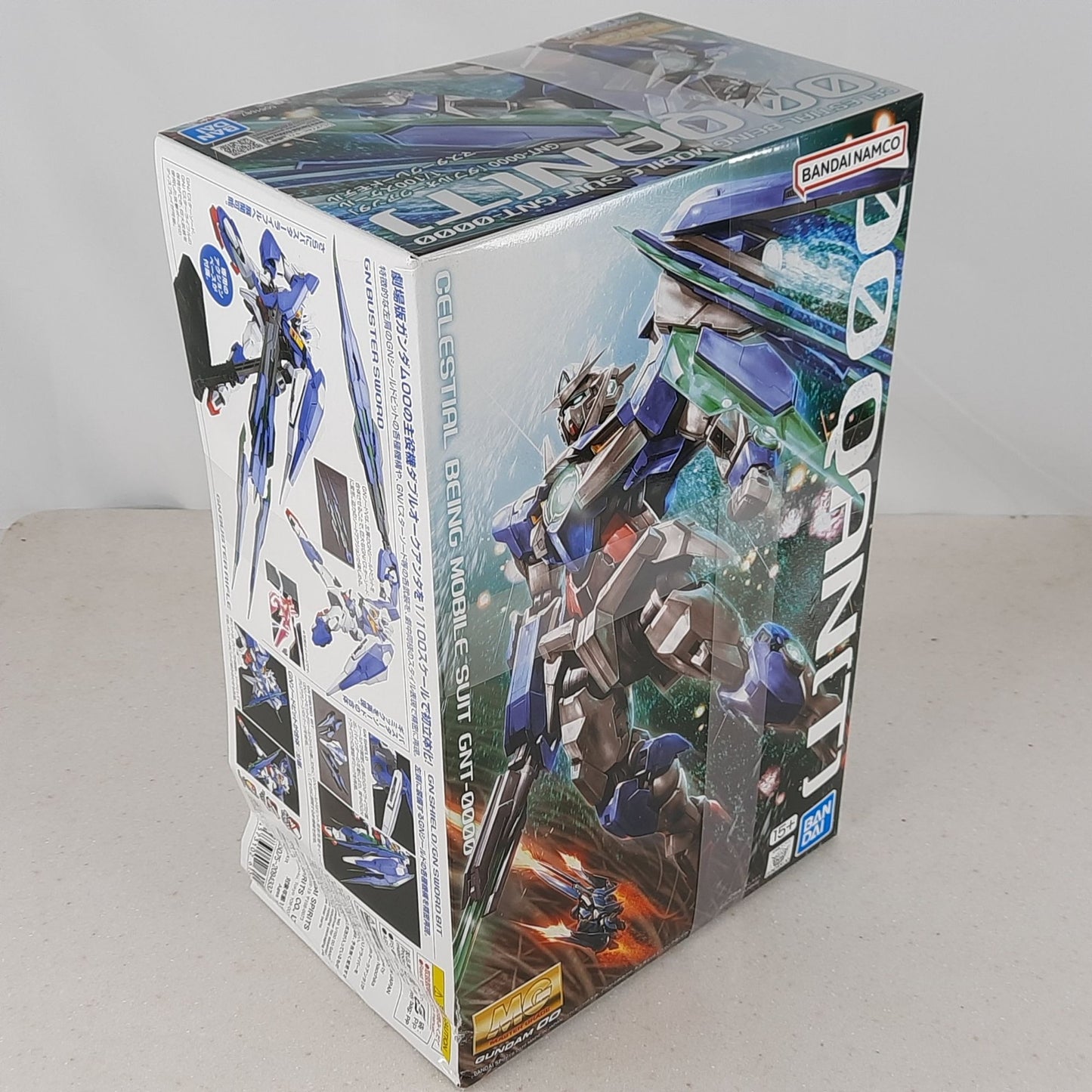 BANDAI MG 00 Qan[T] Gundam GNT-0000 celestial 1:100 model kit DISTRESSED BOX