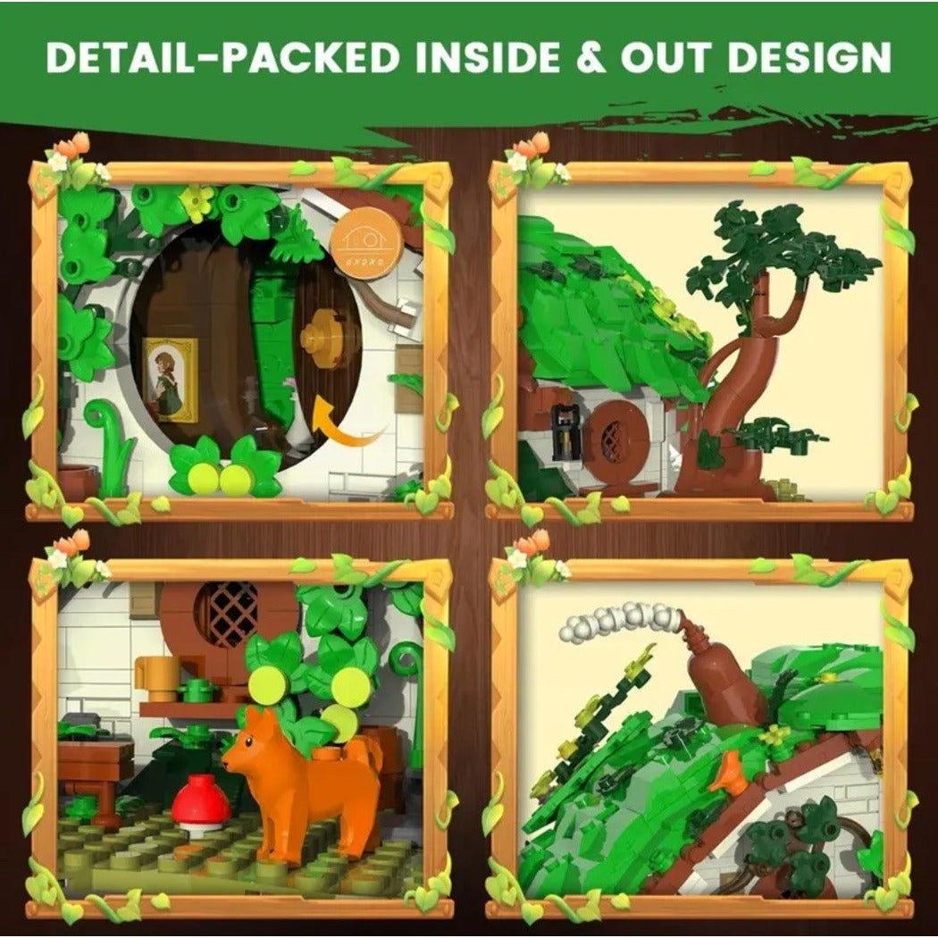 Moc Hobbit House Bilbo Dwarf Cabin 1088 Pieces Lights Up Building Block Set