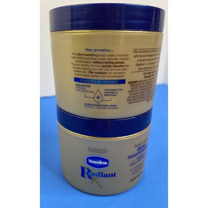 2x Vaseline Radiant X Deep Nourishment Body Cream 100% Shea Butter Coconut 10oz
